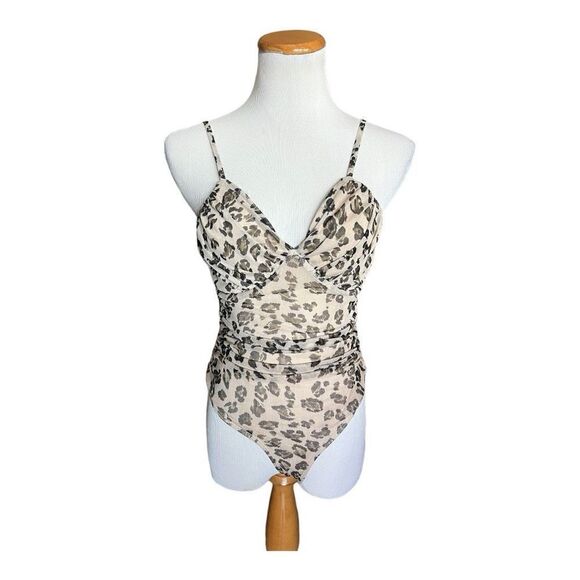 Womens Francesca’s Collections Meraki Zoey Animal Print Mesh Bodysuit - Sz S - Picture 4 of 6
